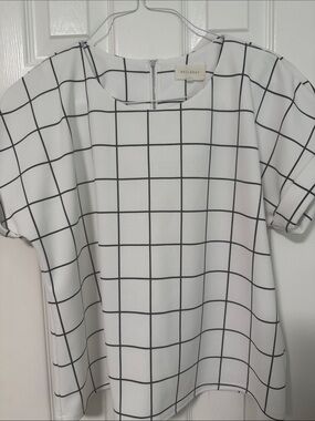 MELLODAY White Top with Black Grid Pattern